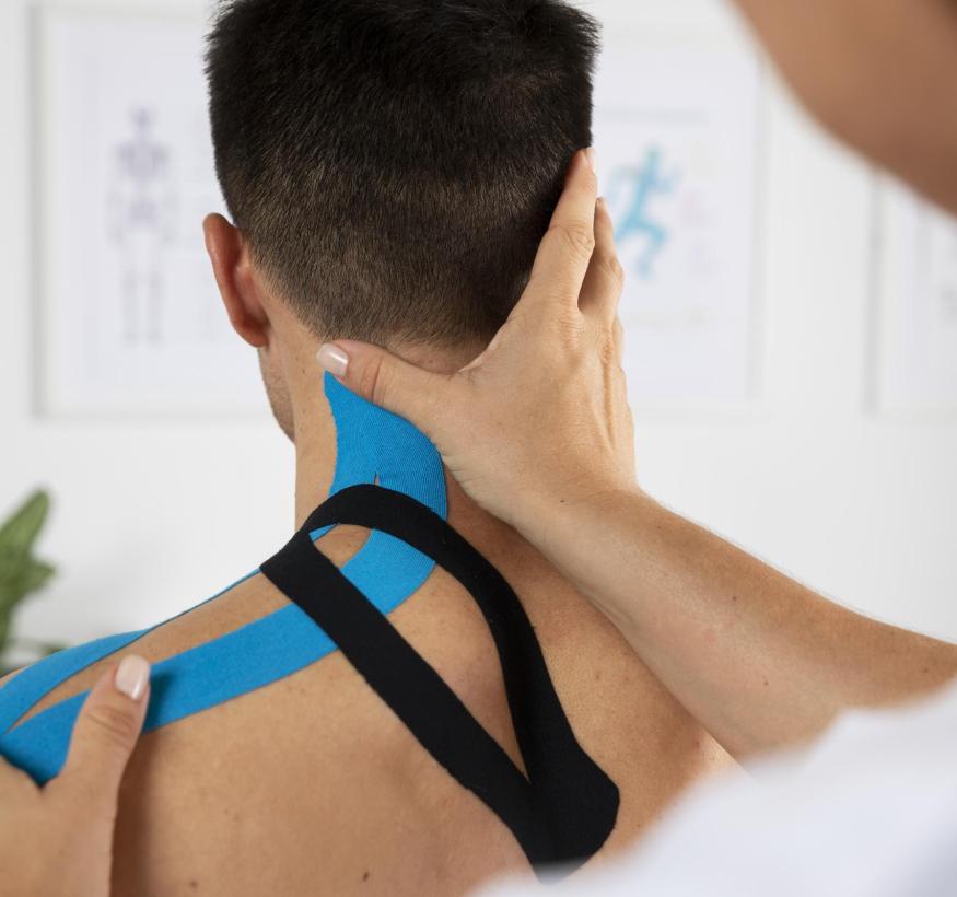 female-physiotherapist-applying-elastic-medical-bandage-male-patient